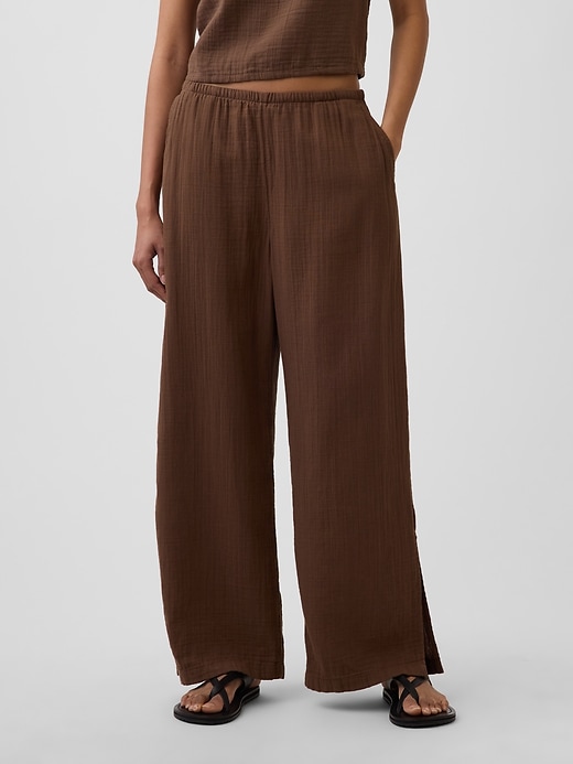 Image number 2 showing, Cotton Gauze Easy Split-Hem Pants