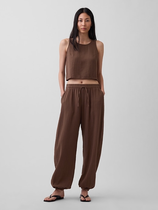 Image number 5 showing, Cotton Gauze Racer Shell Tank Top