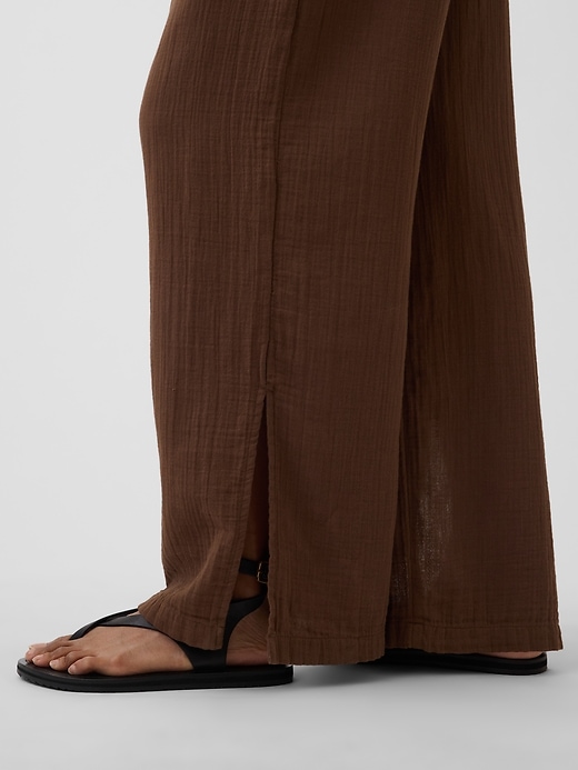 Image number 4 showing, Cotton Gauze Easy Split-Hem Pants