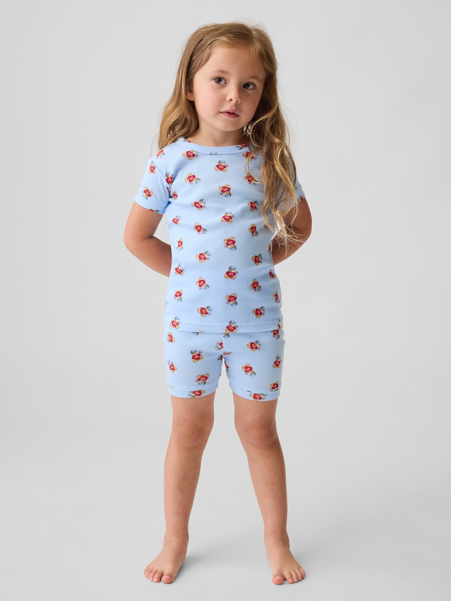 Пижамный комплект Bear для детей, с шортами, хлопок — Gap, цвет: Brannan Bear — фото 2
