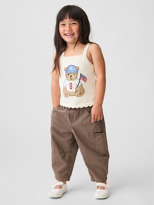 Image number 2 showing, Baby & Toddler Pull-On Bear Pocket Barrel Jeans