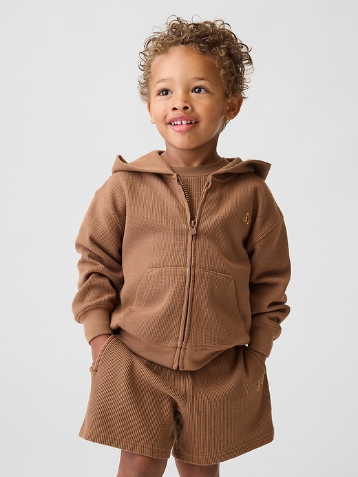 Image number 1 showing, Baby & Toddler Waffle Zip Hoodie
