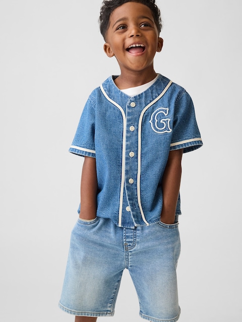 Baby & Toddler Denim Varsity Logo Baseball Shirt