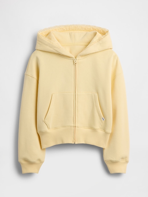 Image number 2 showing, Kids VintageSoft Relaxed Lace-Trim Zip Hoodie