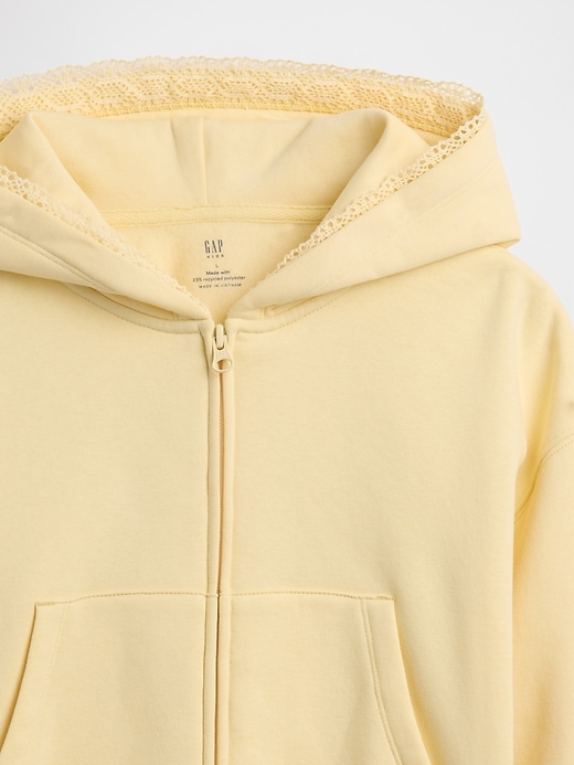 Image number 5 showing, Kids VintageSoft Relaxed Lace-Trim Zip Hoodie