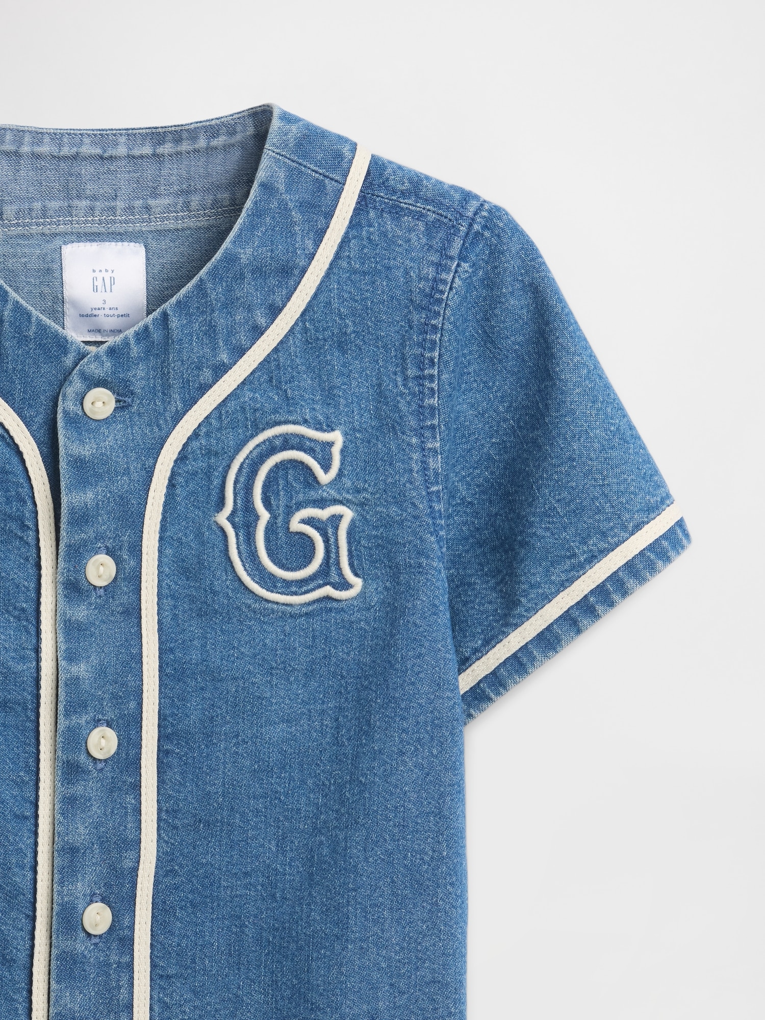 Baby & Toddler Denim Varsity Logo Baseball Shirt