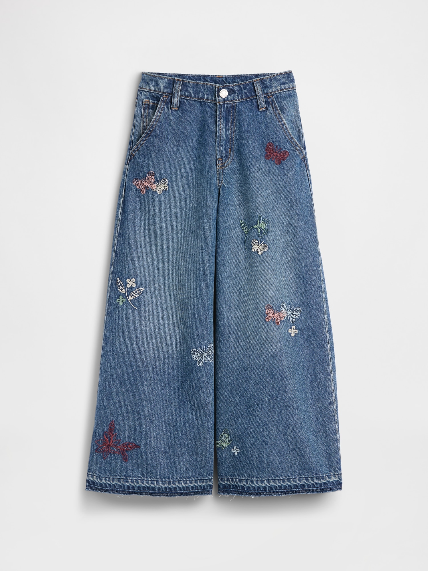 Kids Low Rise Embroidered Baggy Jeans
