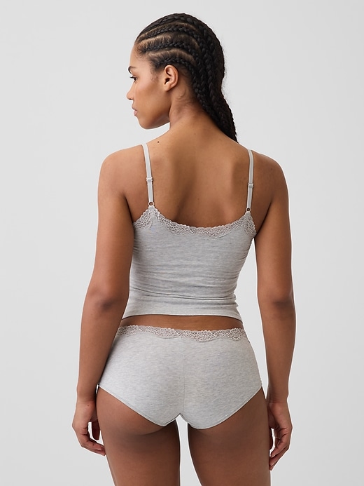 Image number 2 showing, Organic Stretch Cotton Lace-Trim Shelf-Bra Cami