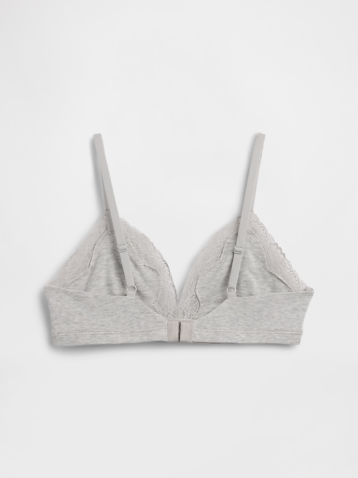 Image number 6 showing, Organic Stretch Cotton Lace-Trim Triangle Bra