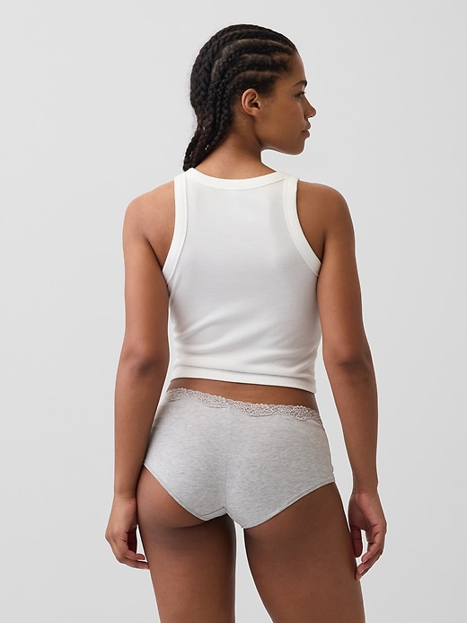 Image number 2 showing, Organic Stretch Cotton Lace-Trim Shorty
