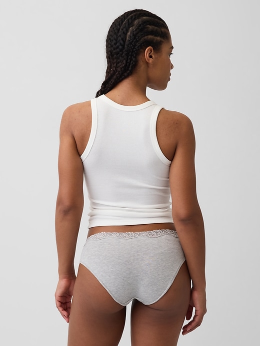 Image number 2 showing, Organic Stretch Cotton Lace-Trim Hipster
