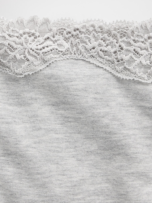 Image number 3 showing, Organic Stretch Cotton Lace-Trim Thong