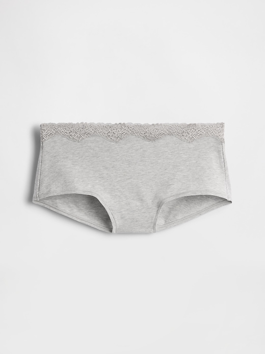Image number 4 showing, Organic Stretch Cotton Lace-Trim Shorty