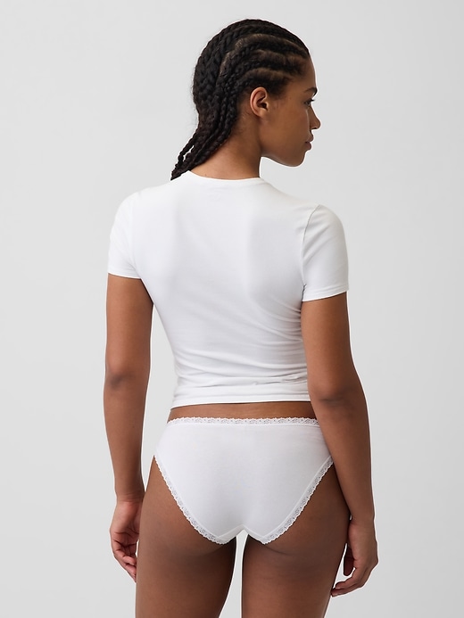 Image number 2 showing, Organic Stretch Cotton Lace-Trim Bikini