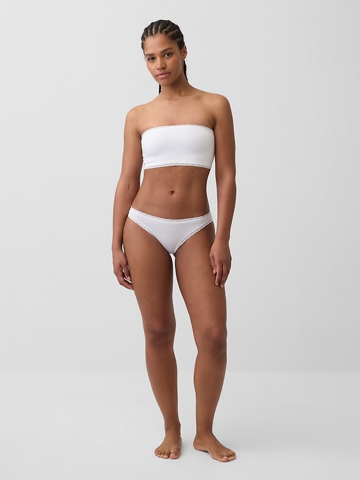Image number 3 showing, Organic Stretch Cotton Lace-Trim Bikini