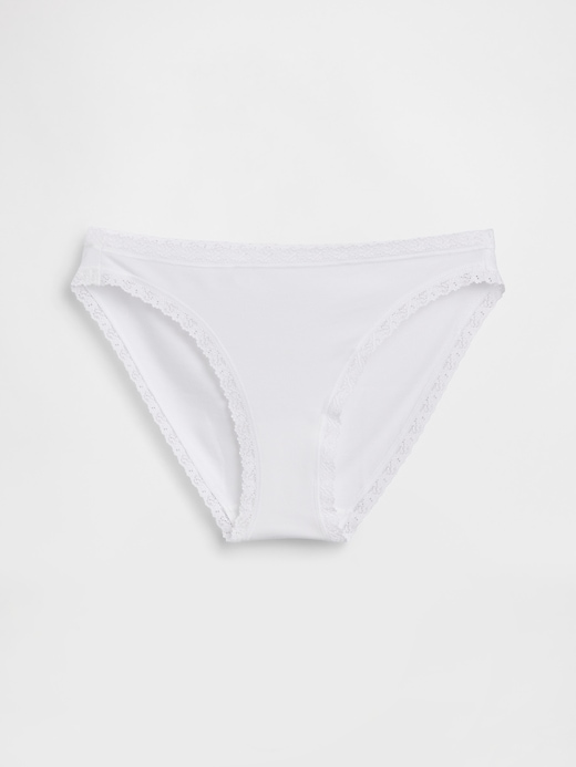 Image number 4 showing, Organic Stretch Cotton Lace-Trim Bikini