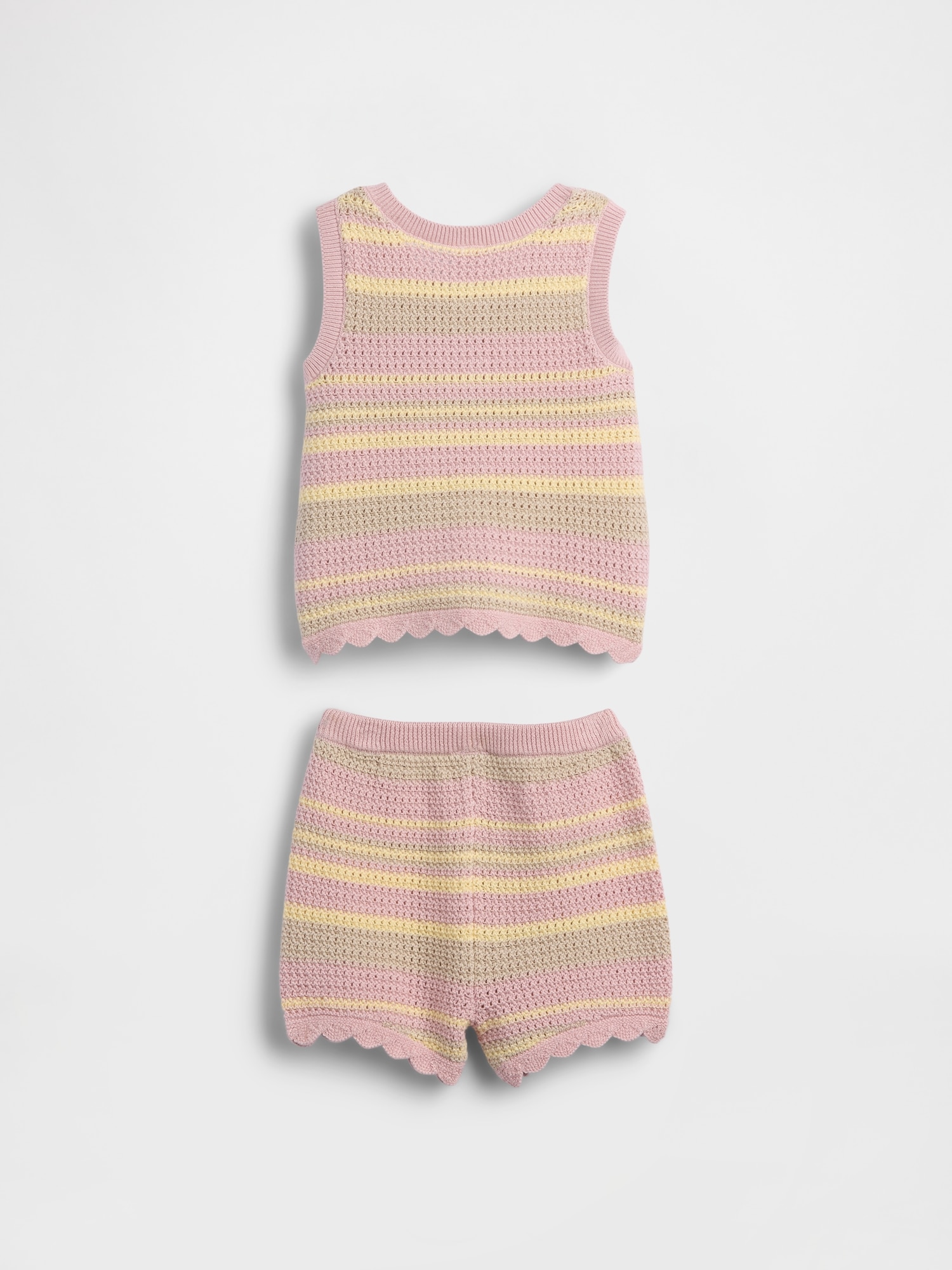 Baby Crochet Stripe Vest Outfit Set