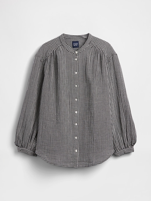 Image number 5 showing, Cotton Gauze Oversized Collarless Shirt