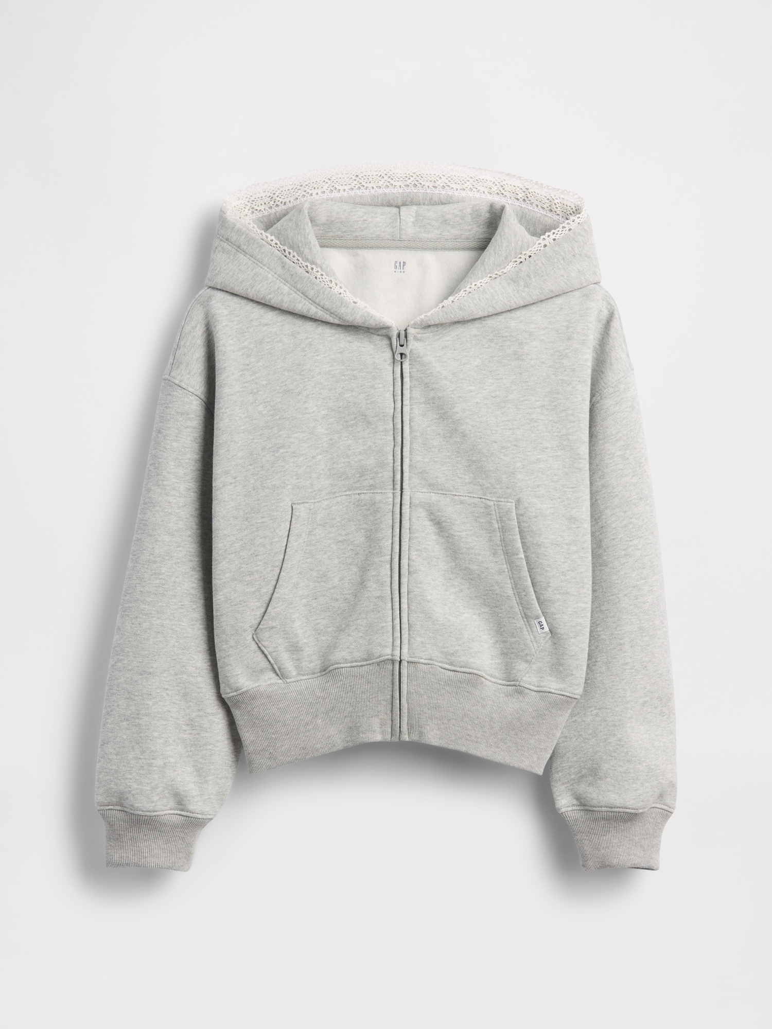 Kids VintageSoft Relaxed Lace-Trim Zip Hoodie