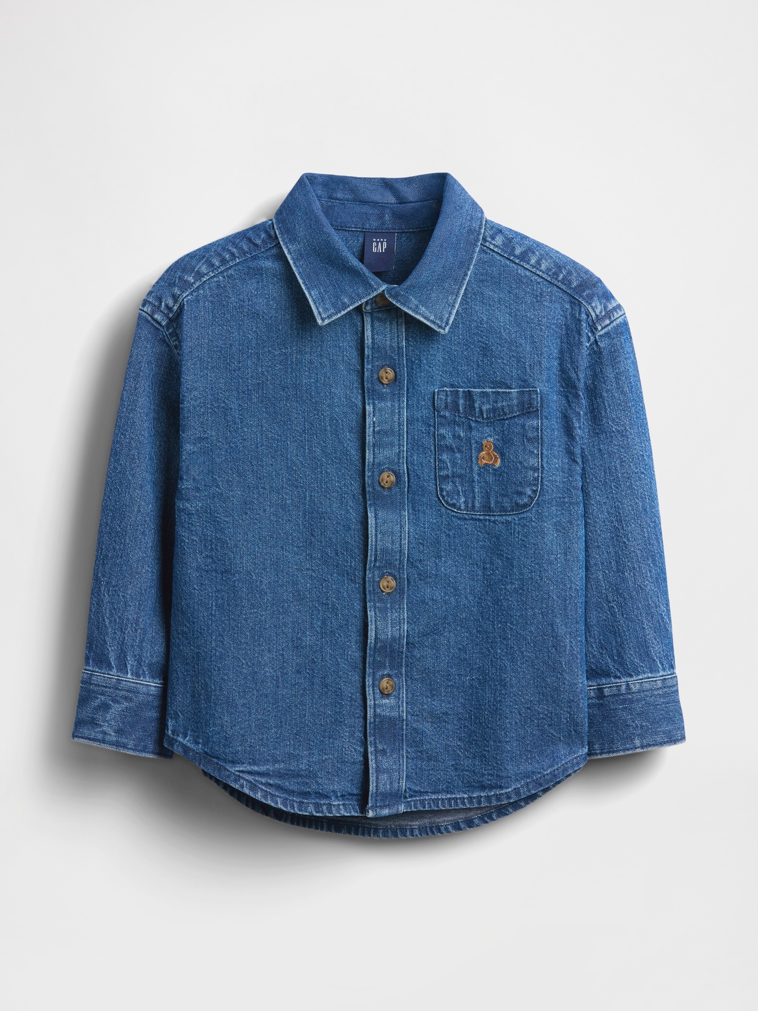 Рубашка Gap Denim Big Shirt для малышей, цвет: Средний индиго — фото 2