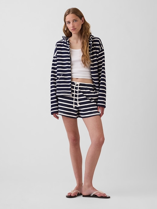 Image number 2 showing, Towel Terry Oversized Stripe Zip Hoodie