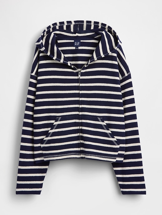 Image number 5 showing, Towel Terry Oversized Stripe Zip Hoodie