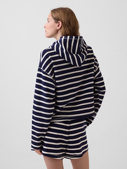 Image number 3 showing, Towel Terry Oversized Stripe Zip Hoodie