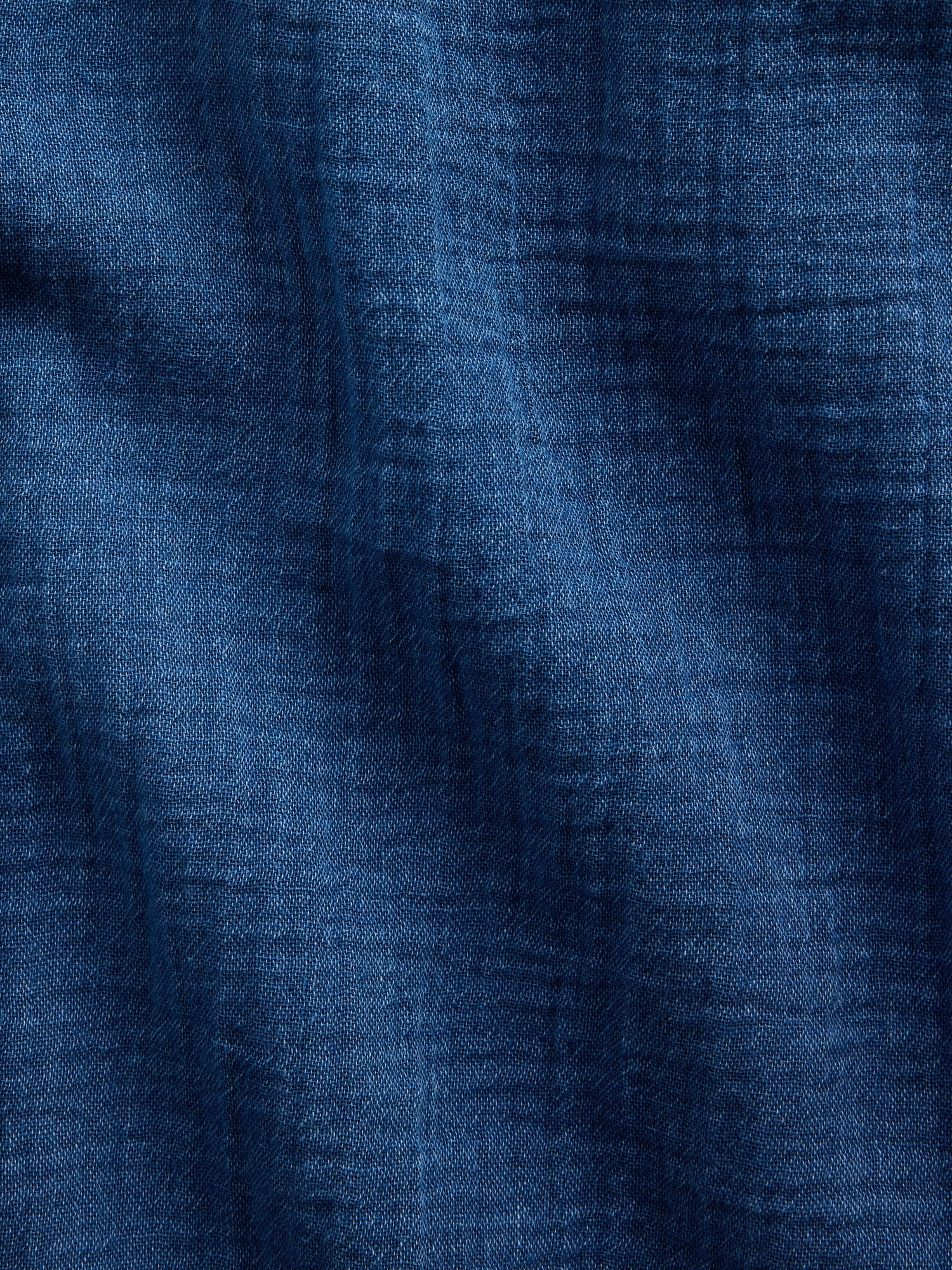 Cotton Gauze Denim Oversized Collarless Shirt