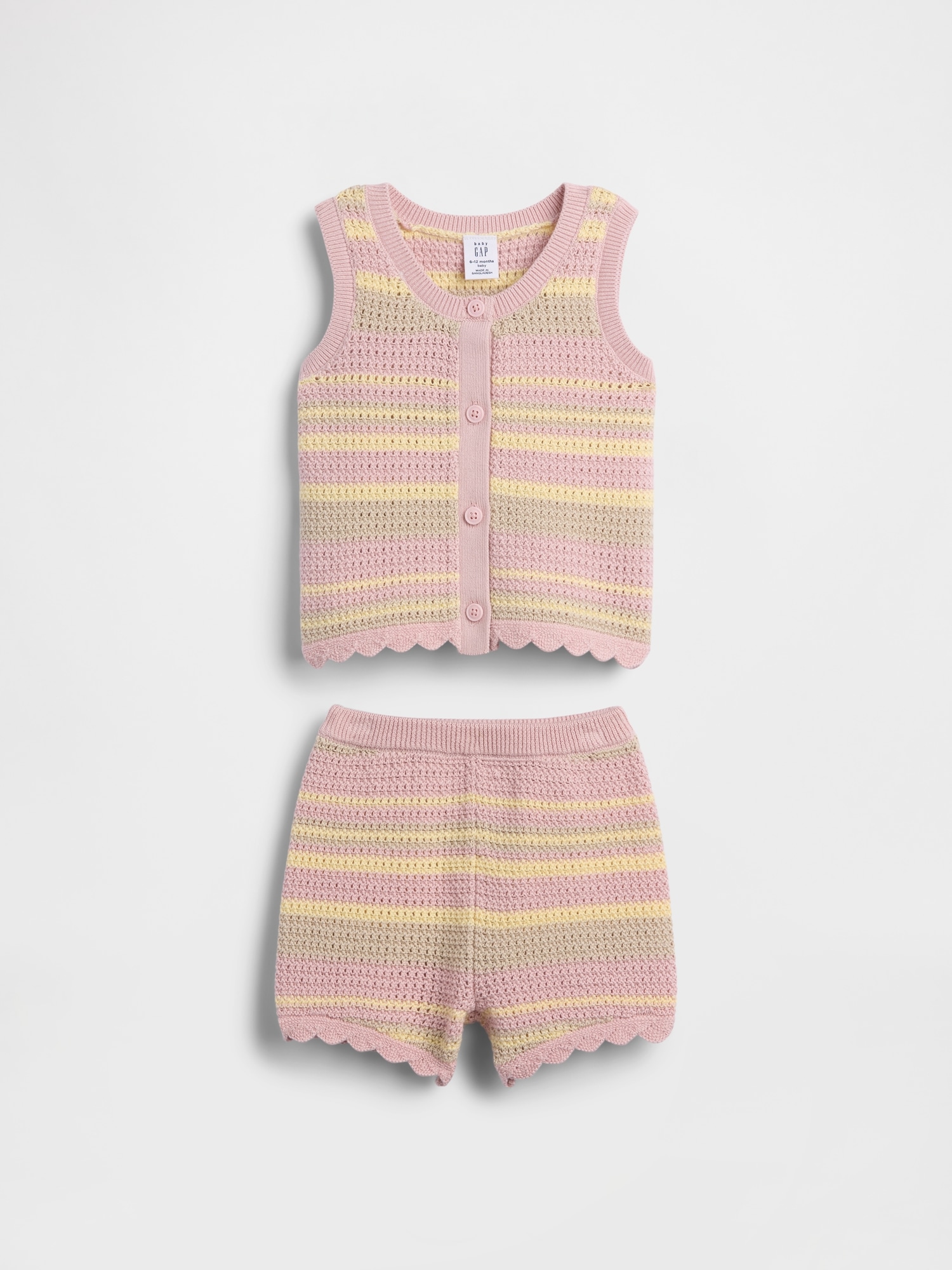 Baby Crochet Stripe Vest Outfit Set