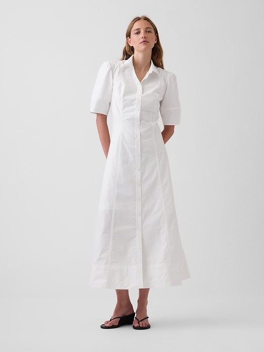 Image number 1 showing, Barrel-Sleeve Maxi Shirtdress