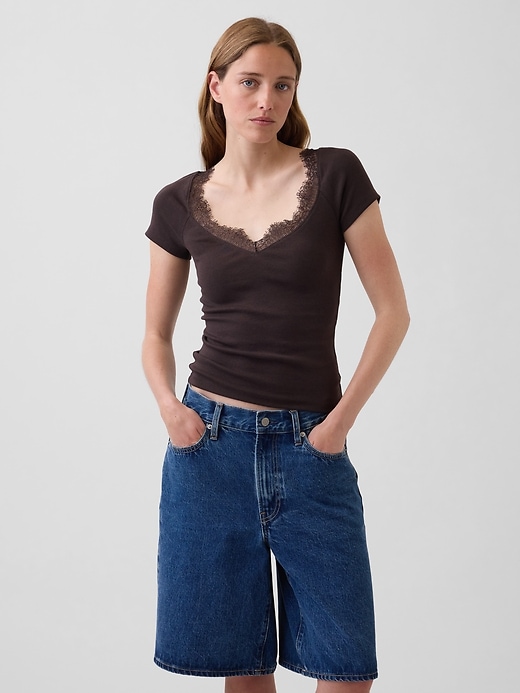 Image number 1 showing, Modern Lace-Trim Top