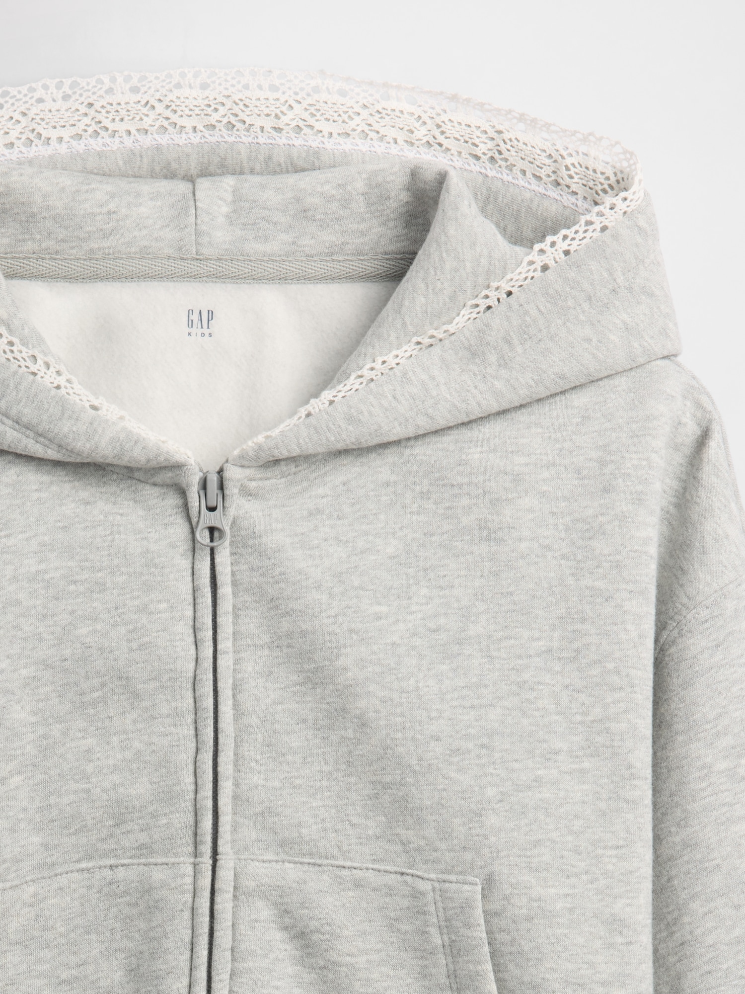 Kids VintageSoft Relaxed Lace-Trim Zip Hoodie