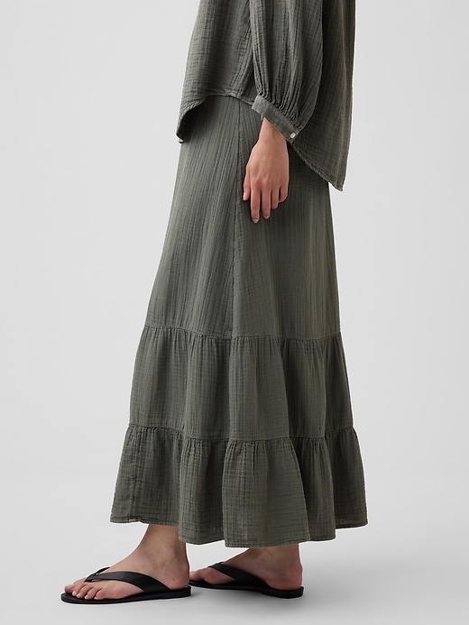 Image number 3 showing, Cotton Gauze Tiered Easy Maxi Skirt