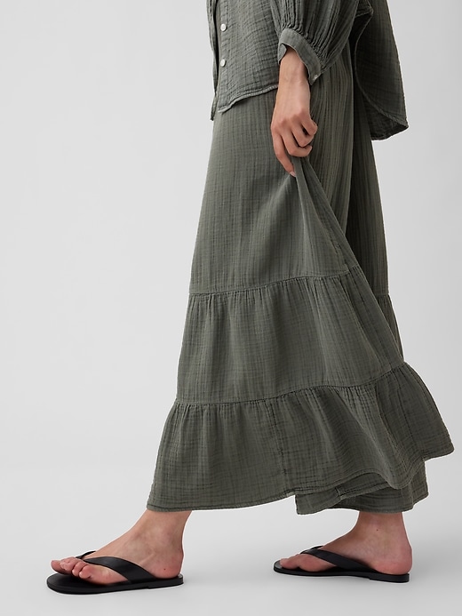 Image number 4 showing, Cotton Gauze Tiered Easy Maxi Skirt