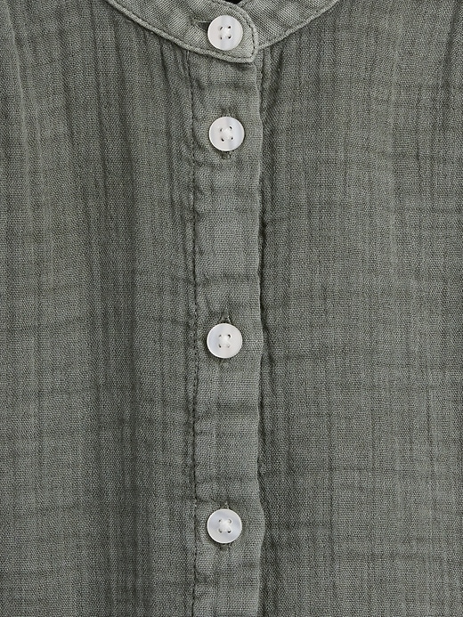 Image number 4 showing, Cotton Gauze Oversized Collarless Shirt