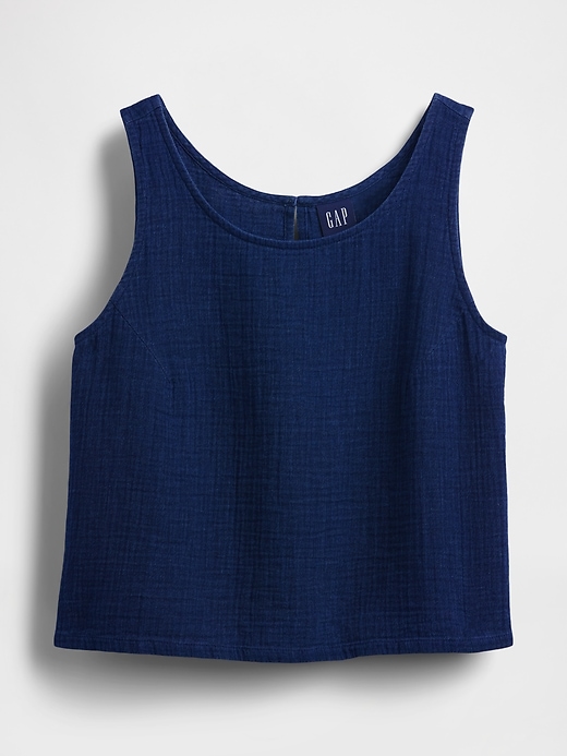 Image number 5 showing, Cotton Gauze Denim Crop Shell Tank Top