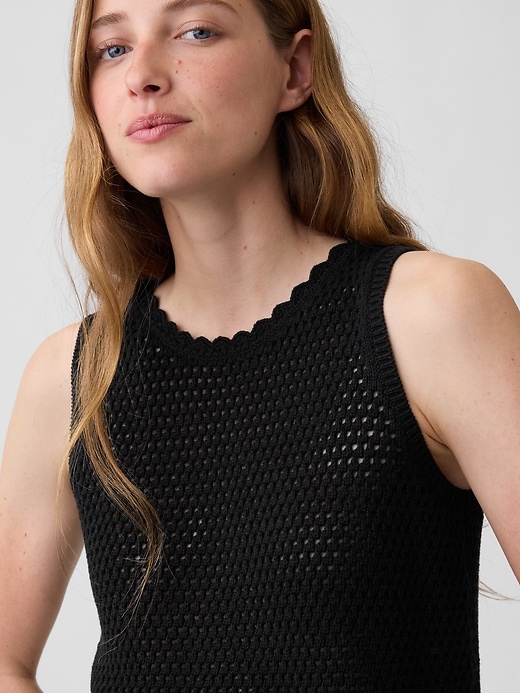 Image number 4 showing, 100% Cotton Crochet Tank Top