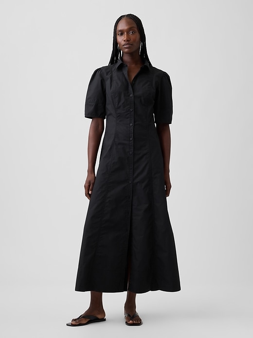 Image number 1 showing, Barrel-Sleeve Maxi Shirtdress