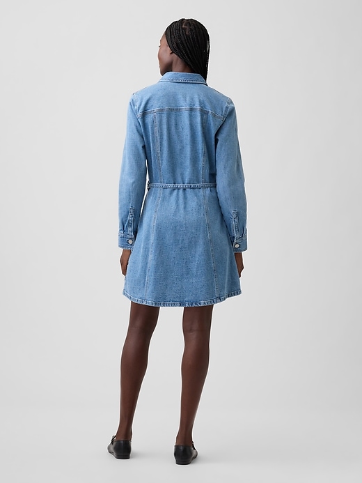 Image number 2 showing, Denim Button-Front Mini Dress