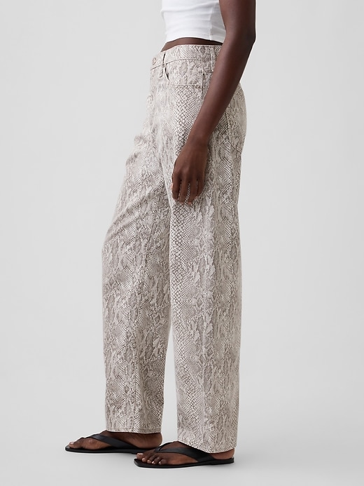 Image number 3 showing, High Rise Snake Print Barrel Jeans