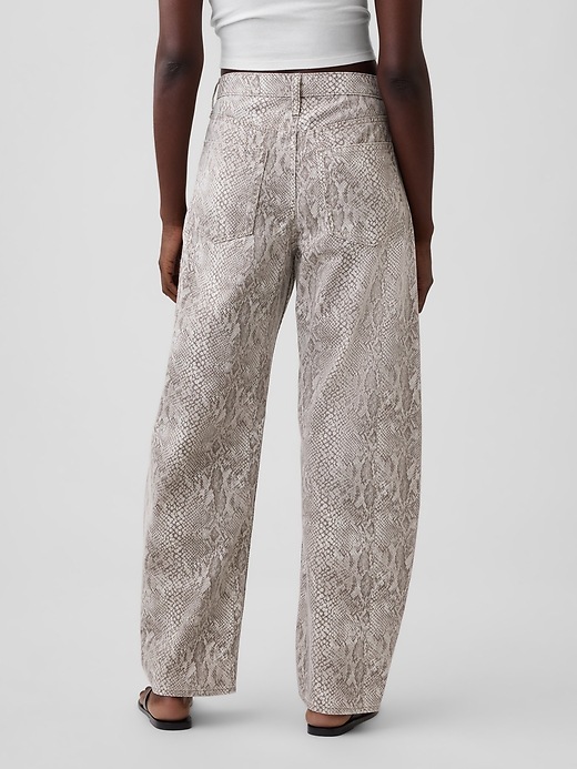 Image number 4 showing, High Rise Snake Print Barrel Jeans