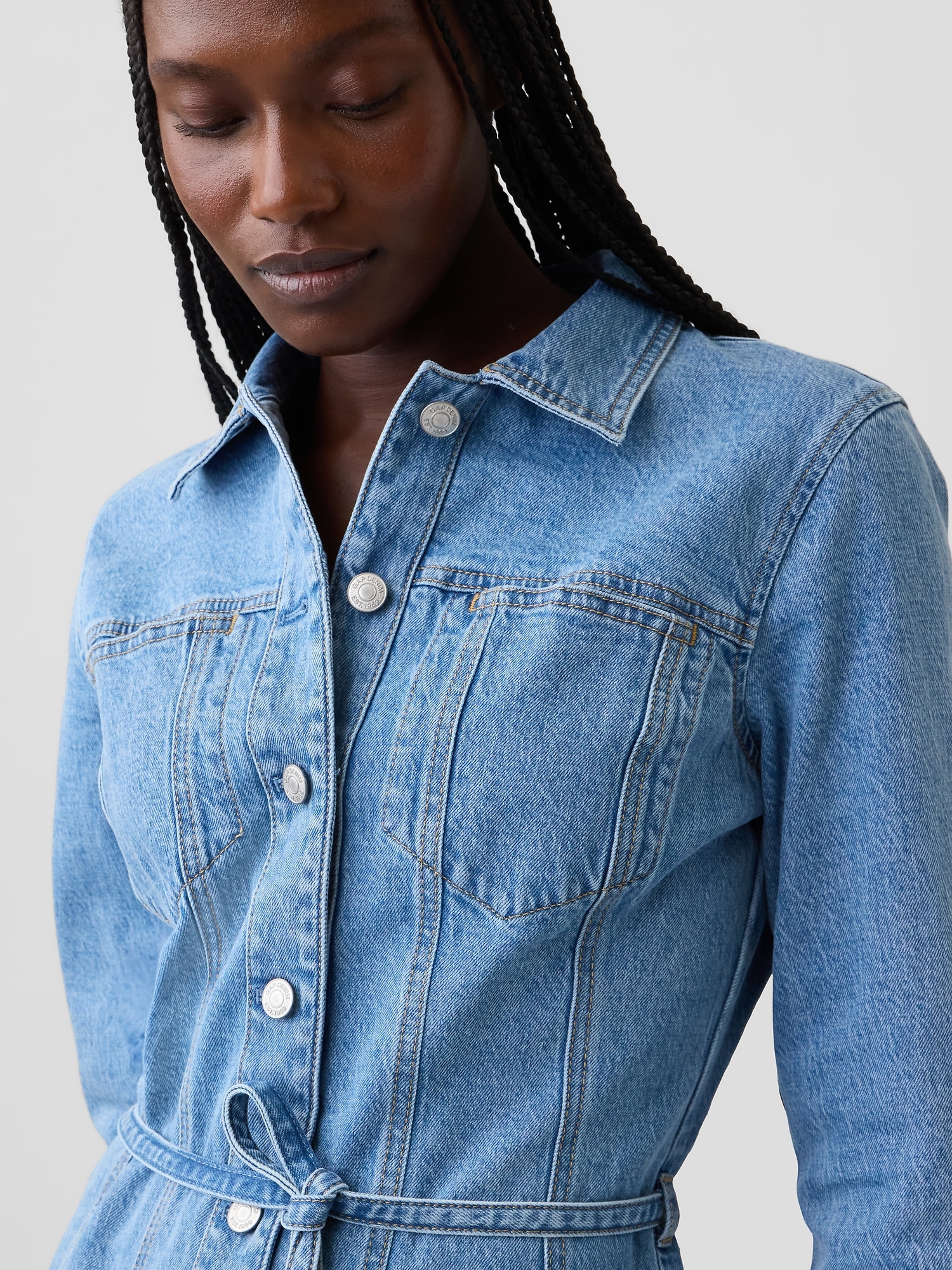 Женские платья Gap Denim Button-Front Mini Dress — фото 3