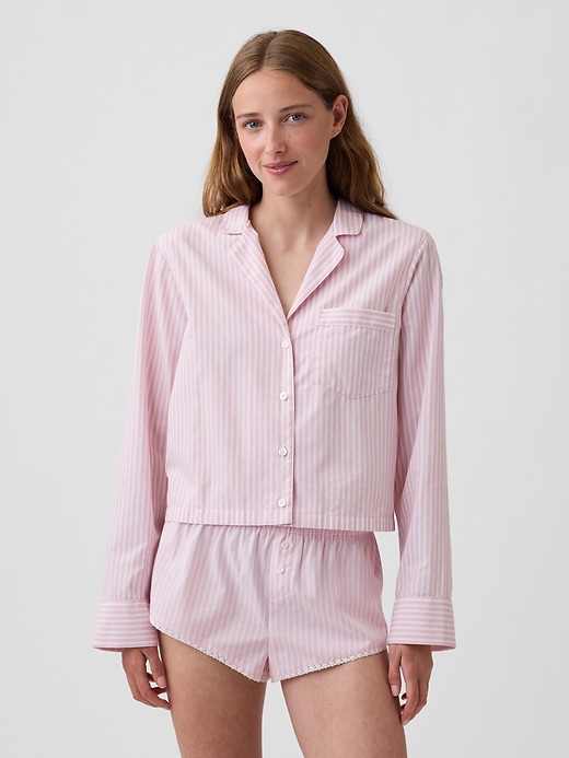 Image number 1 showing, Poplin Oversized Crop PJ Shirt