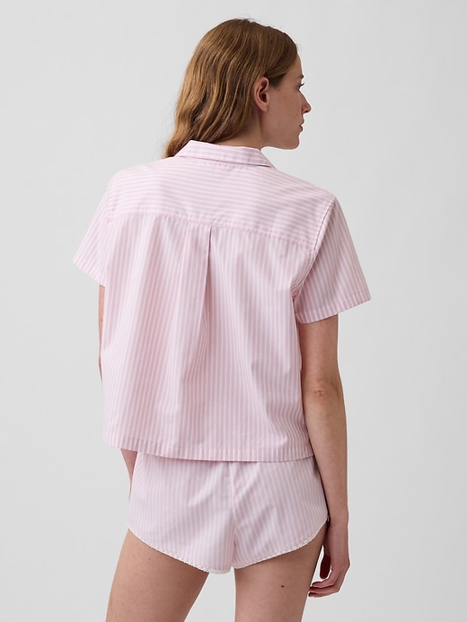 Image number 3 showing, Poplin Stripe Crop PJ Shirt