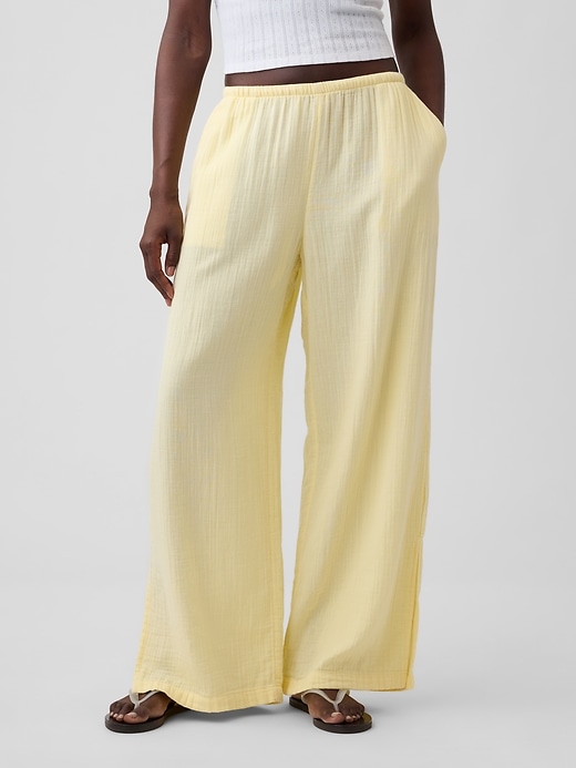 Image number 2 showing, Cotton Gauze Easy Split-Hem Pants