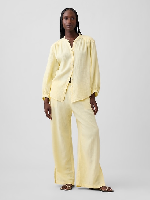 Image number 1 showing, Cotton Gauze Easy Split-Hem Pants