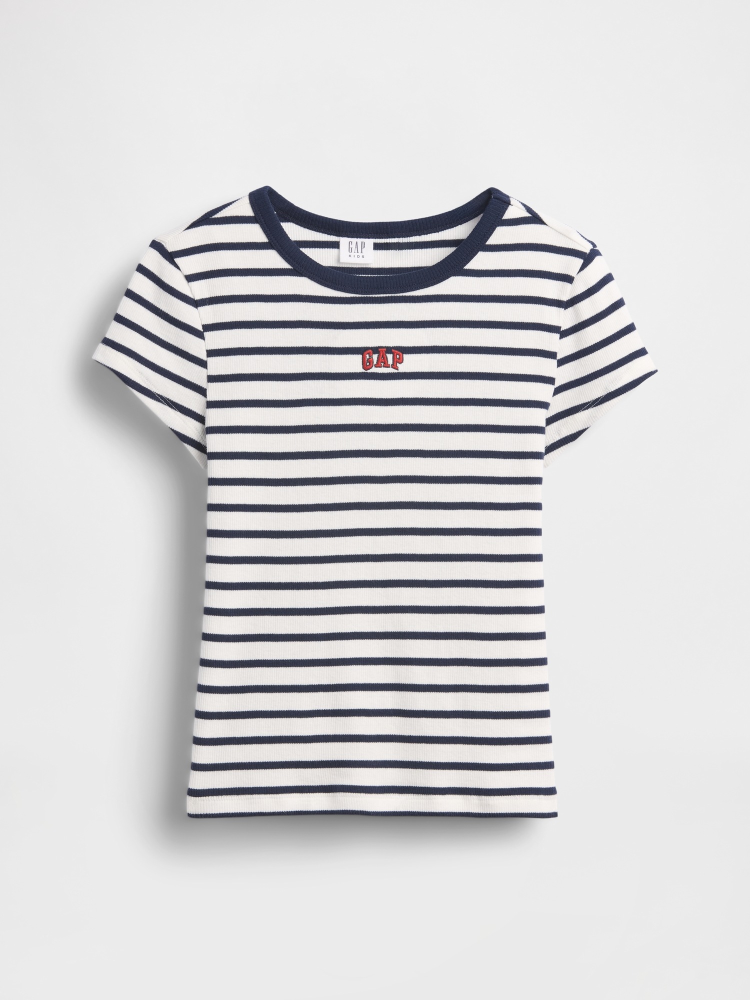 Детская футболка Gap Embroidered Rib, цвет: Тёмно-синий полосатый — фото 2