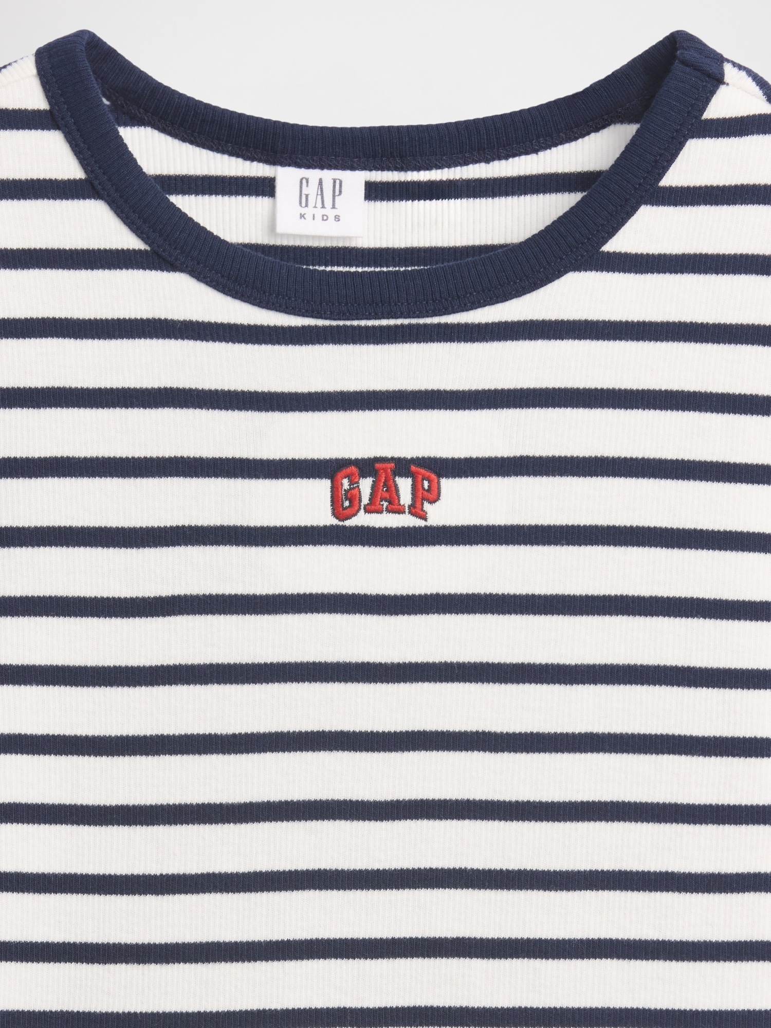 Детская футболка Gap Embroidered Rib, цвет: Тёмно-синий полосатый — фото 4