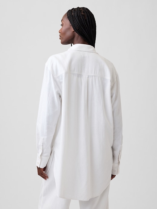 Image number 3 showing, Linen-Blend Oversized Tunic Shirt