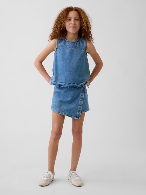 Kids Denim Wrap Skort